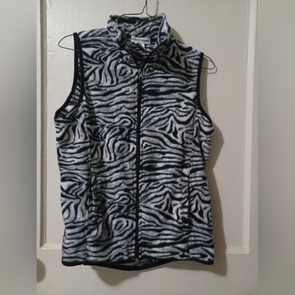 Rebecca Malone Black and White Animal Print Vest